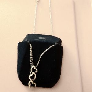 Three heart diamond womens necklace 12 inch